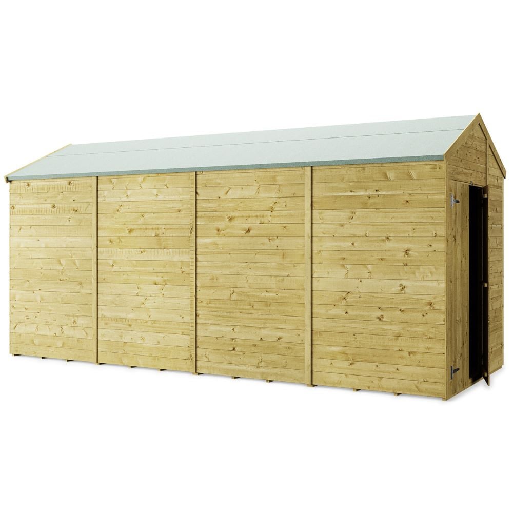 wooden storage shed with no windows on a white background