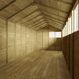 interior of garden shed with windows