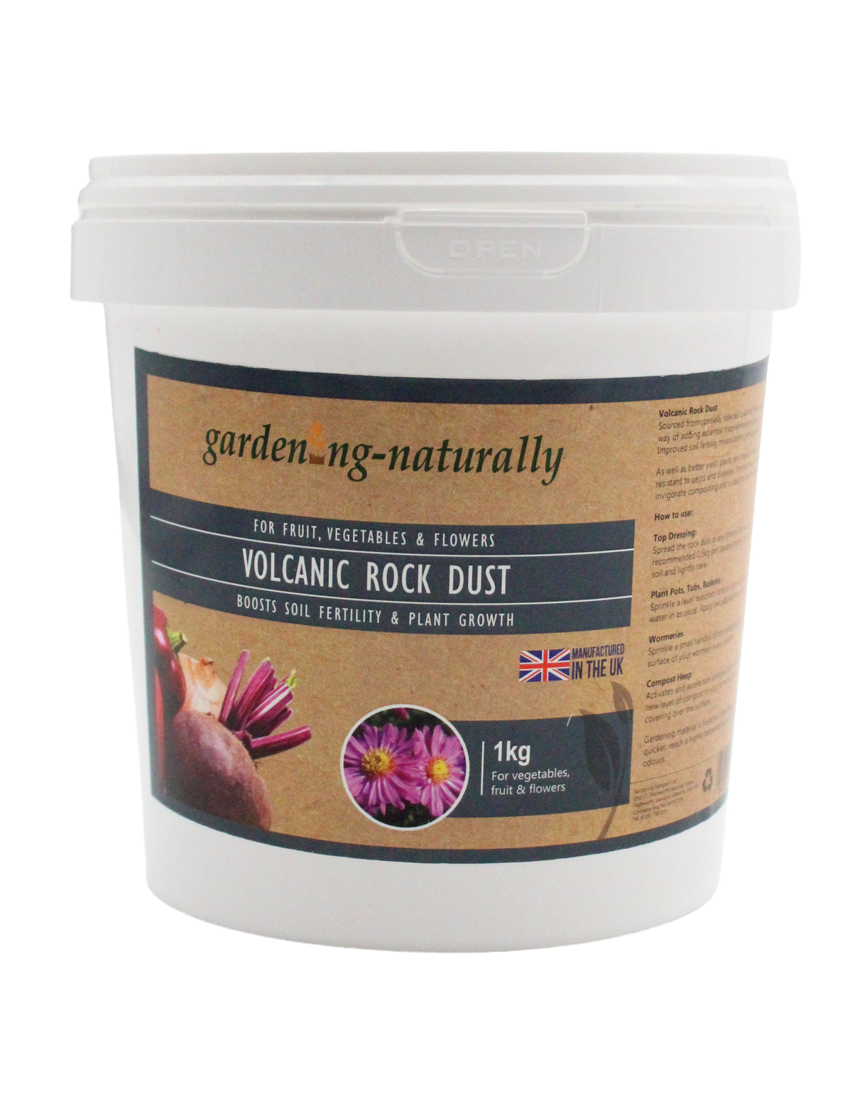 Gardening Naturally volcanic rock dust 1kg for fruit, vegetables and flowers