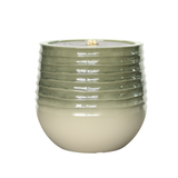 Green ceramic planter with ribbed texture with water feature