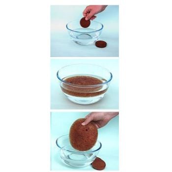 A three-step process showing a water slice being used for a potted plant.