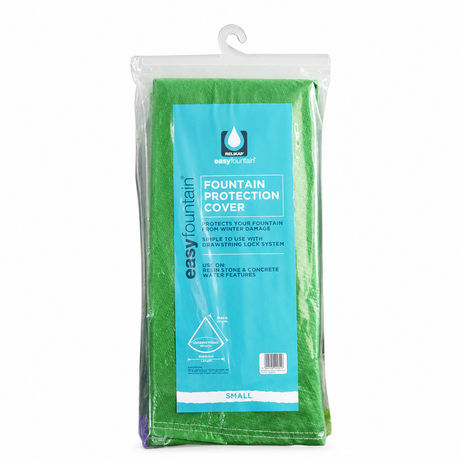 A packaged water feature cover in green
