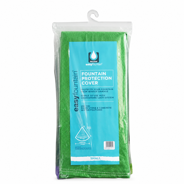 A packaged water feature cover in green
