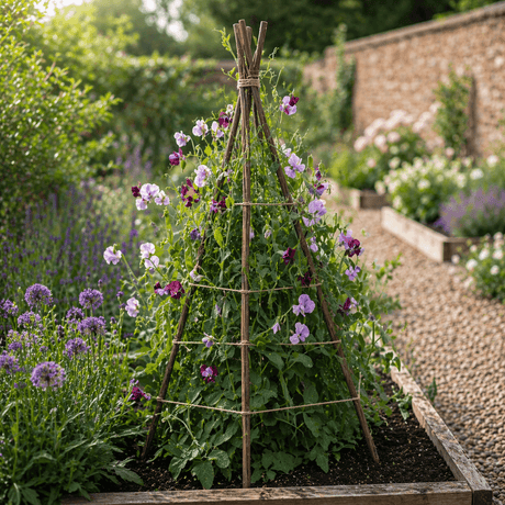 Willow Plant Support sticks with plants growing