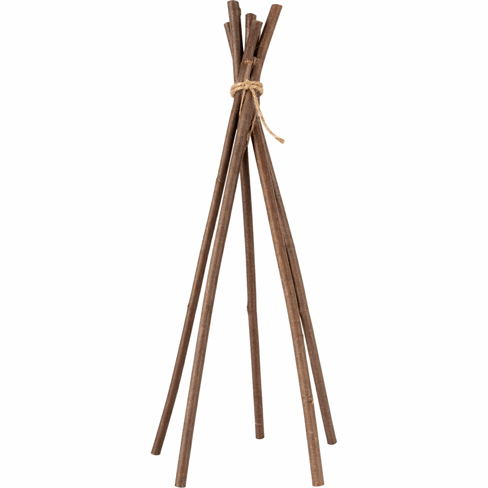 Set of wooden sticks tied together on a white background