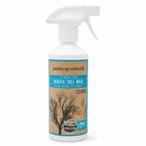 A white plastic spray bottle of gardening naturally Winter Tree Wash with a white trigger sprayer and a brown and blue label, shown on a clean white background.