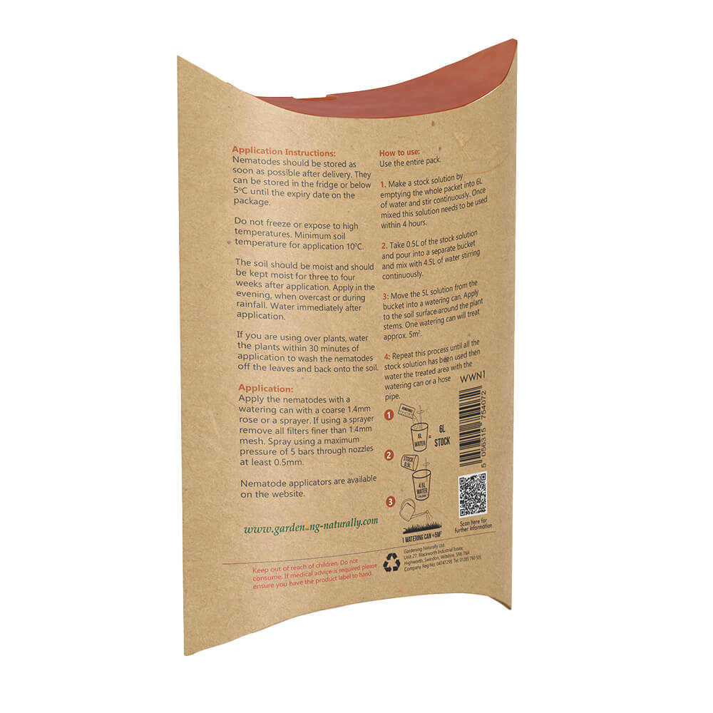 Gardening Naturally wireworm nematodes 60m2 pouch back