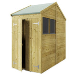 wooden garden shed with door on width