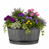 Wooden Barrel Effect Pots by Flowersea