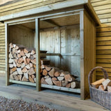 side angle of log shed outside