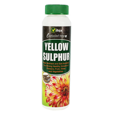 Bottle of yellow sulphur for plants